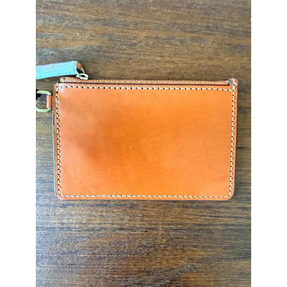 Frye Casey Zip Pouch Orange Leather Slim Coin Purse Card Holder DB092 NWT